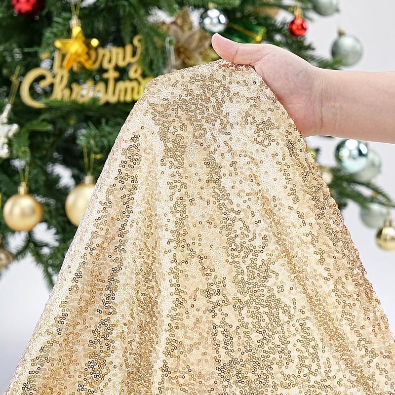 BCOOL Christmas Tree Skirt 24 Round Champagne Small Tree Skirt Sparkle Xmas Ornaments New Years Party Indoor Outdoor Decorations - Image 5